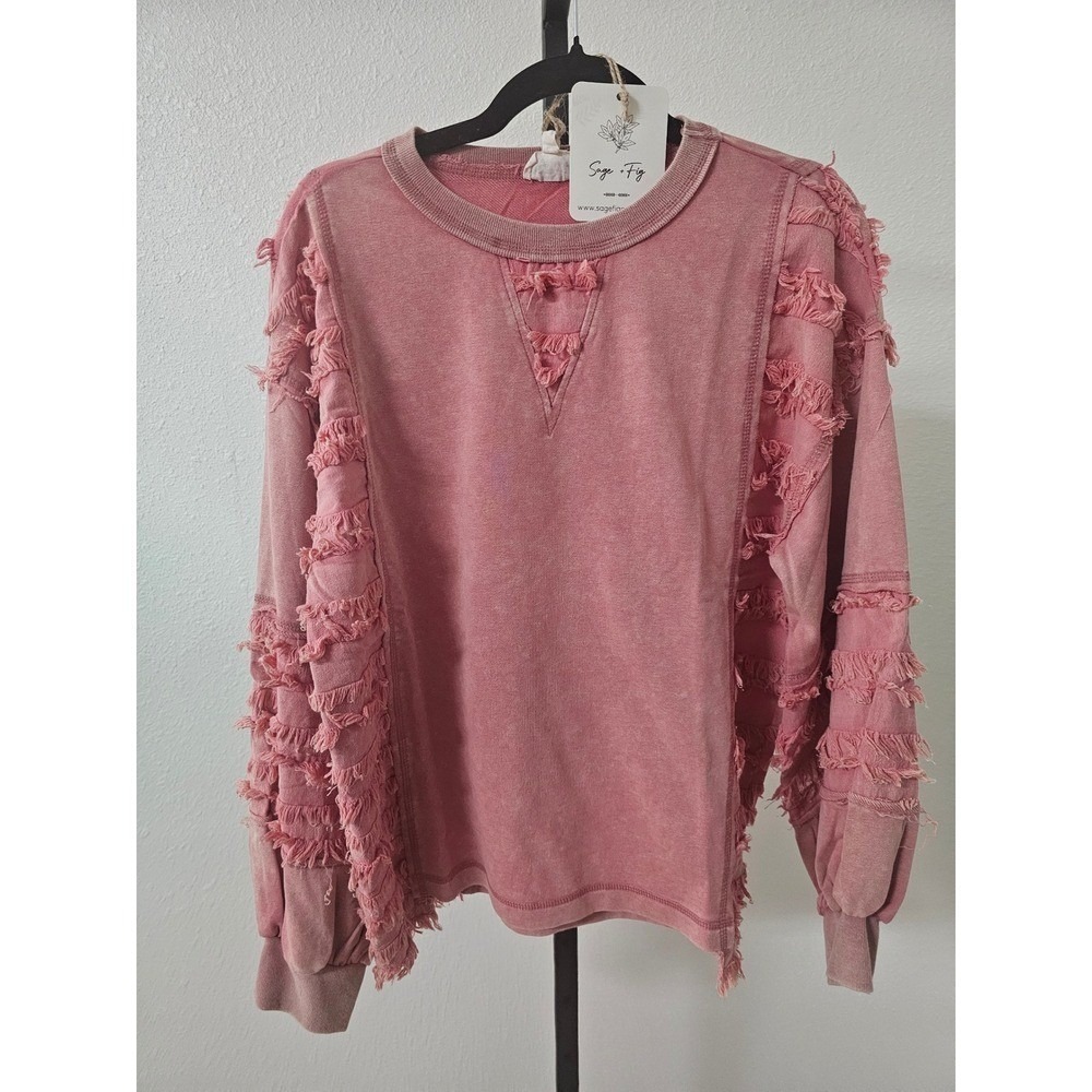 111 Sage & Fig The Fringe Bloom Pullover - SMALL - PTP: 22" (BB2)